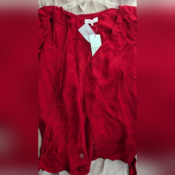 NWT Parker Blouse red long sleeve silk blend - Picture 9 of 9